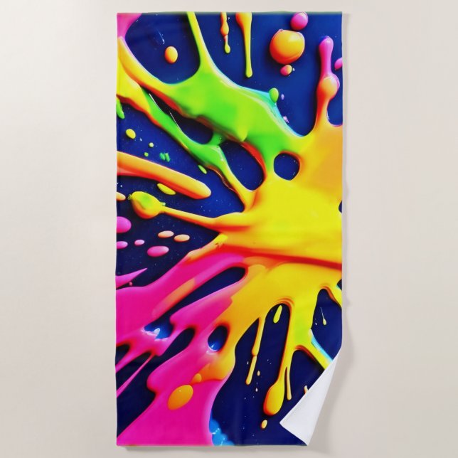 Toalla De Playa Explosiones de neón vívido (Anverso)