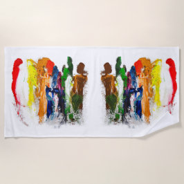 Toalla De Playa Expresión abstracta de figuras humanas en movimien