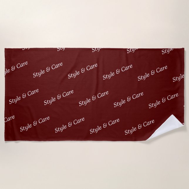 Toalla De Playa Eye Catching Custom Brand Name Text Pattern Maroon (Anverso)