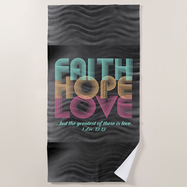 Toalla De Playa Faith Hope Love Christian Bible Verse Retro (Anverso)