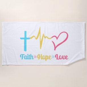 Toalla De Playa Faith Hope Love Hearts