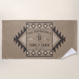 Toalla De Playa Familia Cabina Rústica Cactus Tribal Nativa del Su