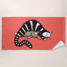 Toalla De Playa Familia de amor de gato lindo