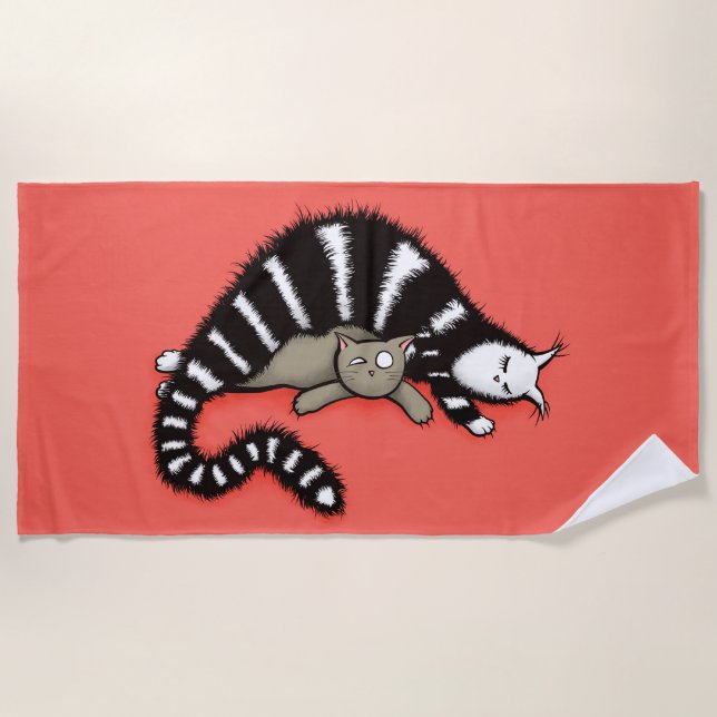 Toalla De Playa Familia de amor de gato lindo (Anverso)