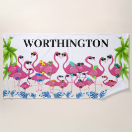 Toalla De Playa Familia Fun Flamingo