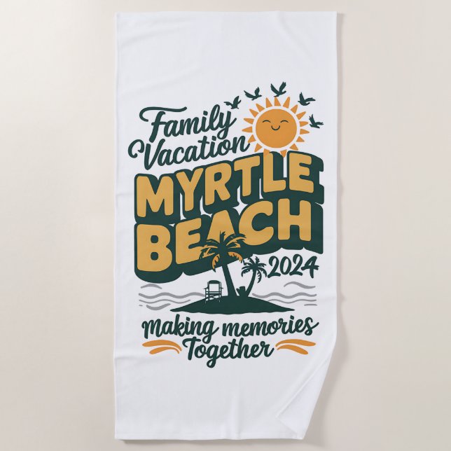 Toalla De Playa Familia Vacation Myrtle Beach 2024 Haciendo Recuer (Anverso)