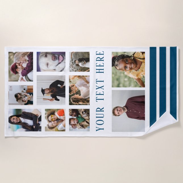 Toalla de playa familiar Navy Blue 9 Collage de fo (Anverso)