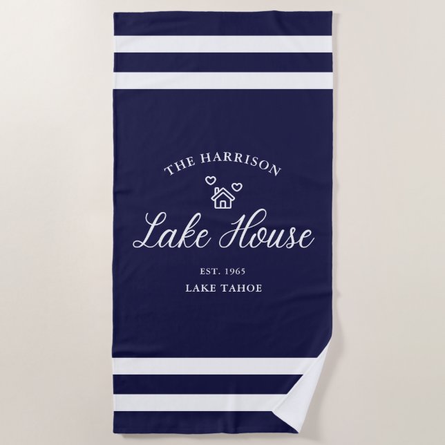 Toalla De Playa Family Lake House Coastal Custom Decor (Anverso)