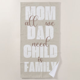 Toalla De Playa Family (Mom, Dad, Kid) White on Sand