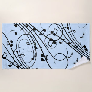 Toalla De Playa Fancy Music Notes Blue