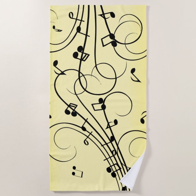 Toalla De Playa Fancy Music Notes Yellow (Anverso)