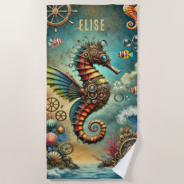 TOALLA DE PLAYA FANTASÍA CAPRICHOSA SEAHORSE STEAMPUNK