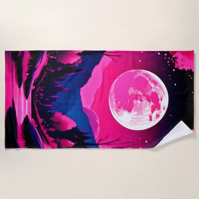 Toalla De Playa Fantasía de Luna Rosa (Anverso)
