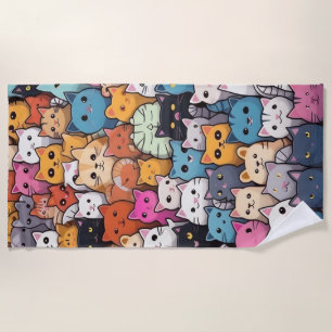 Toalla De Playa Fantasía felina: Cute Anime Gats Galore