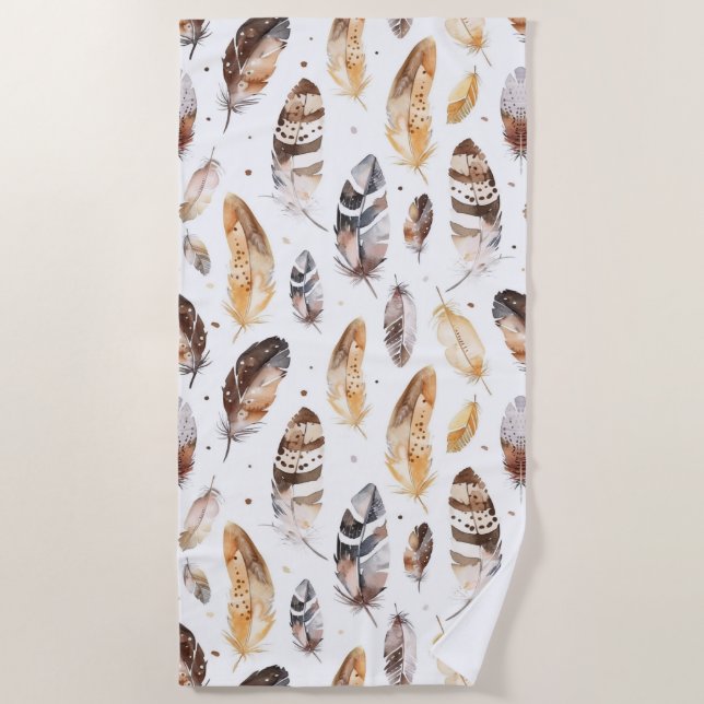 Toalla De Playa Fantasías nativas de la tribu crema marrón (Anverso)