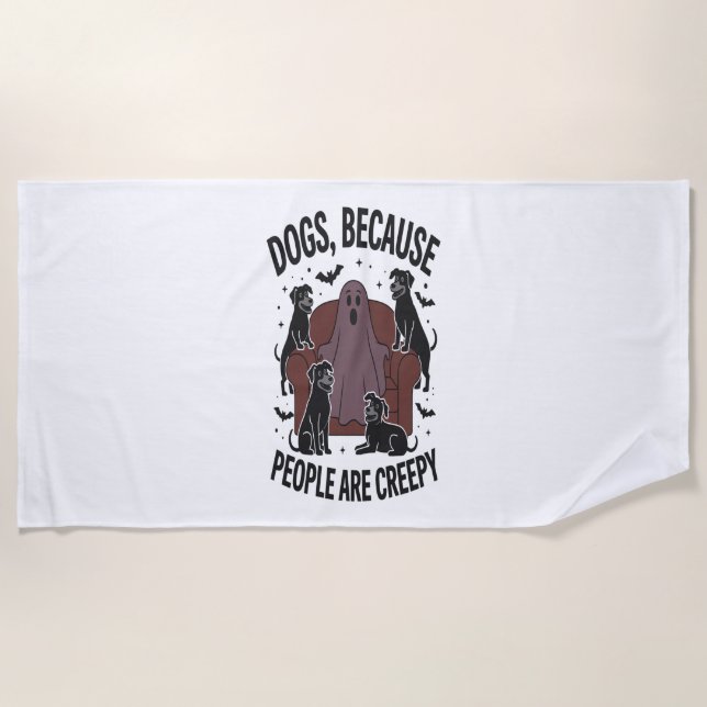 Toalla De Playa Fantasma de perro de Halloween Fantasma 2 (Anverso)