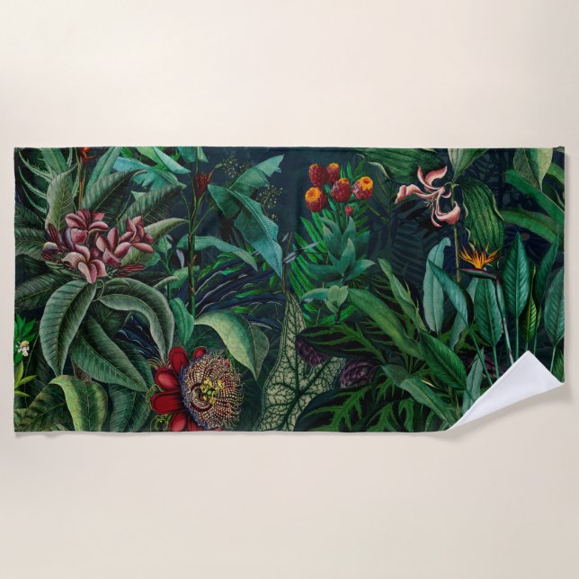 Toalla De Playa Fantástica y fantástica selva tropical nocturna (Anverso)