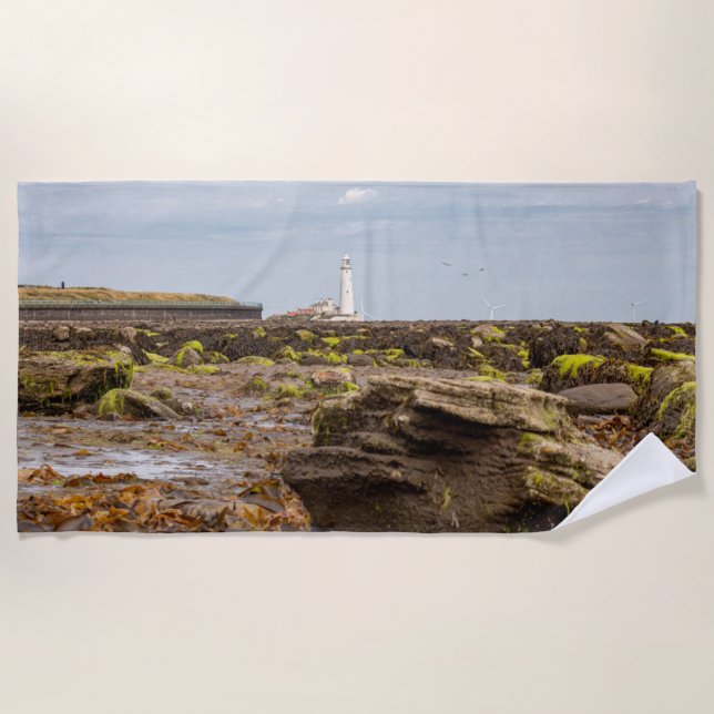 Toalla De Playa faro de Whitley Bay  (Anverso)