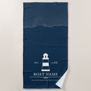 Toalla De Playa Faro personalizado Bote Azul Náutico