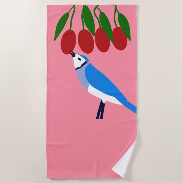 Toalla de playa Feasting Blue Jay (Anverso)