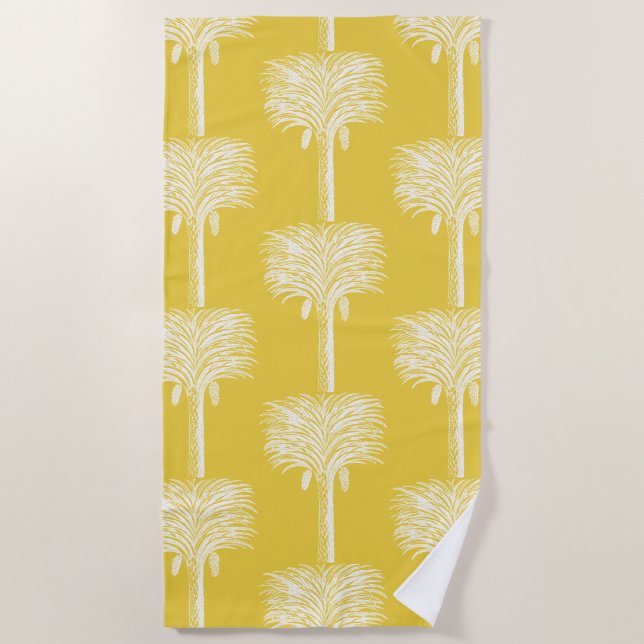 Toalla De Playa Fecha tropical moderna Palm Amarillo (Anverso)