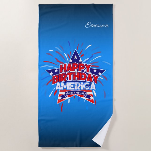 Toalla De Playa Feliz cumpleaños a América el 4 de julio de indepe (Anverso)