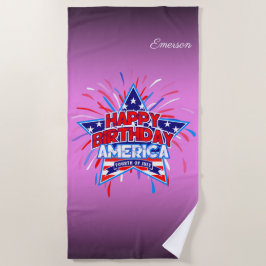 Toalla De Playa Feliz cumpleaños a América el 4 de julio de indepe