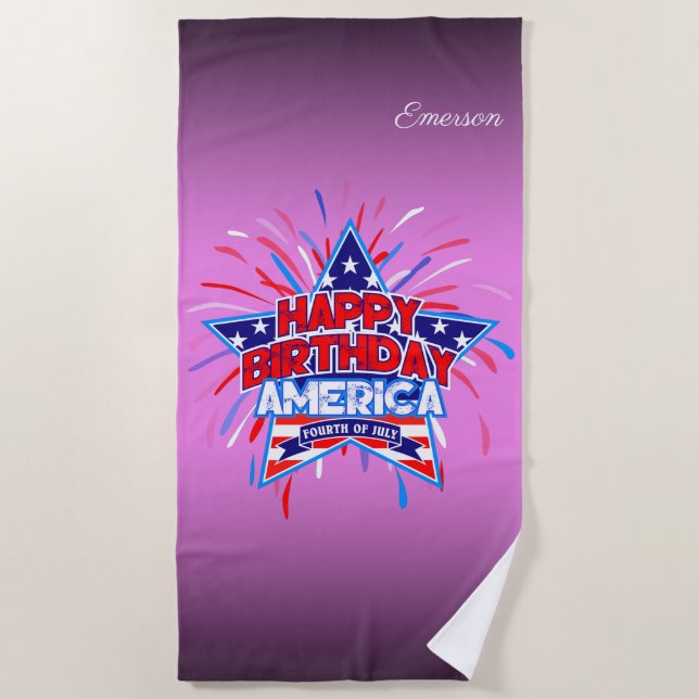 Toalla De Playa Feliz cumpleaños a América el 4 de julio de indepe (Anverso)