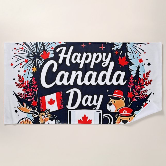 Toalla De Playa Feliz Día de Canadá (Anverso)