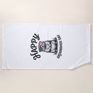 Toalla De Playa Feliz Día de la Marmota Diseño de Camiseta de Grab