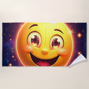 Toalla De Playa Feliz Emoji de ojos cósmicos