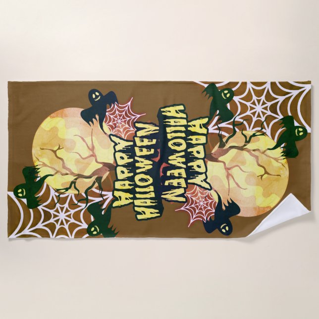 Toalla De Playa Feliz Halloween (Anverso)