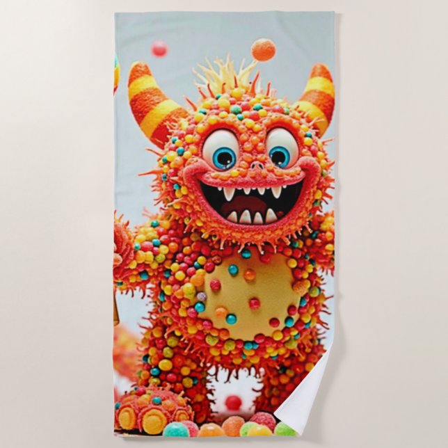 Toalla De Playa Feliz Monster Candy Delight Design (Anverso)