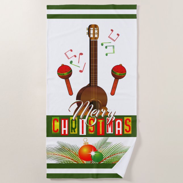 Toalla De Playa Feliz Navidad / Instrumentos musicales (Anverso)