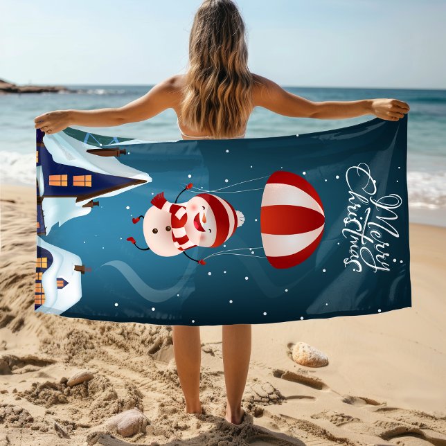 Toalla De Playa Feliz Navidad, lindo paracaidista moderno (Subido por el creador)