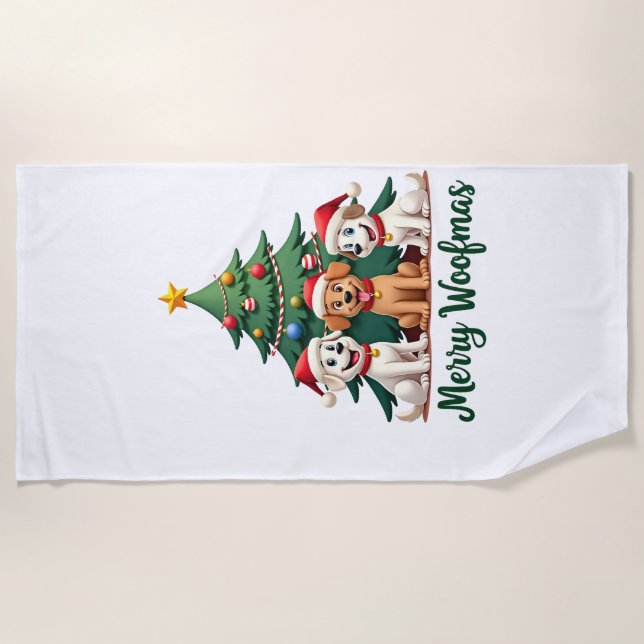 Toalla De Playa Feliz Woofnavidad (2) (Anverso)