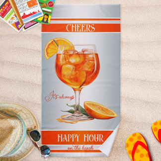 Toalla De Playa Festividad Naranja Cocktail Happy Hour
