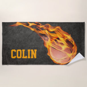Toalla De Playa Fiery Basketball personalizado
