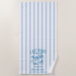 Toalla De Playa Fiesta de cóctel moderna de soltera costera azul