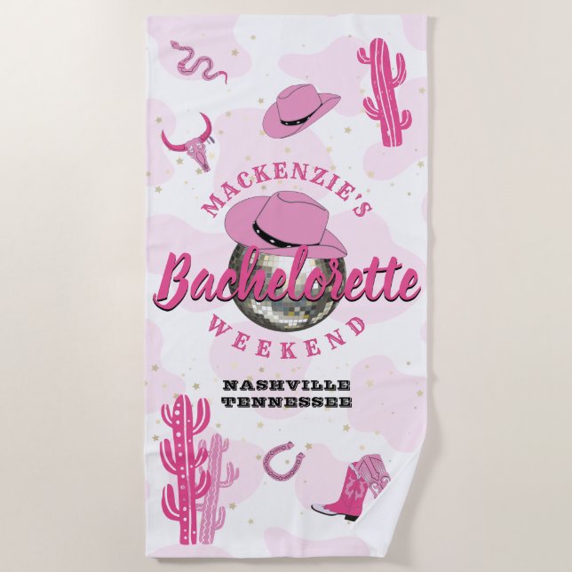 Toalla De Playa Fiesta de Despedida de Soltera Disco Cowgirl (Anverso)