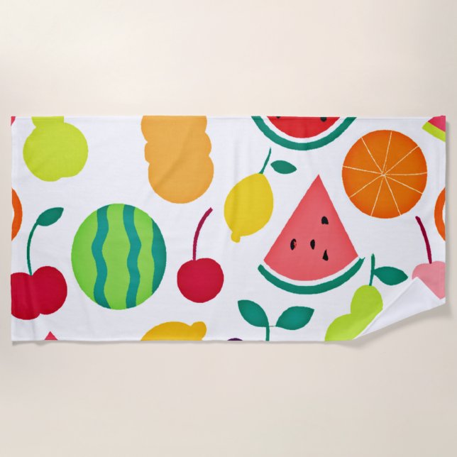 Toalla De Playa Fiesta de fruta de neón colorida (Anverso)