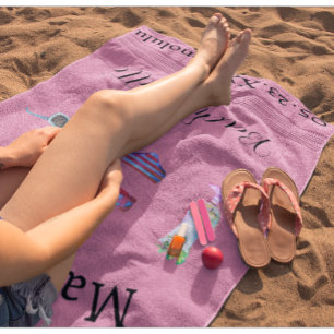 Toalla De Playa Fiesta de la playa de cócteles rosados Favor de la