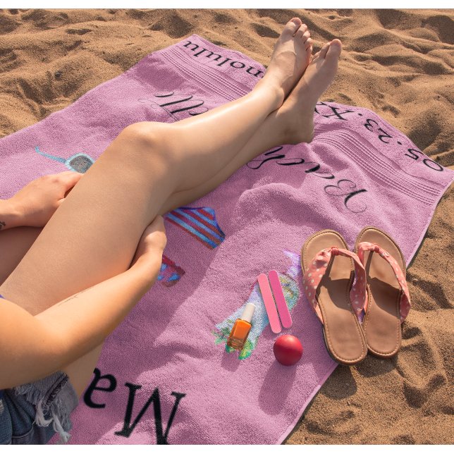 Toalla De Playa Fiesta de la playa de cócteles rosados Favor de la (Subido por el creador)