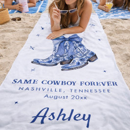 Toalla De Playa Fiesta de Soltera Blue Chinoiserie Settlin Down