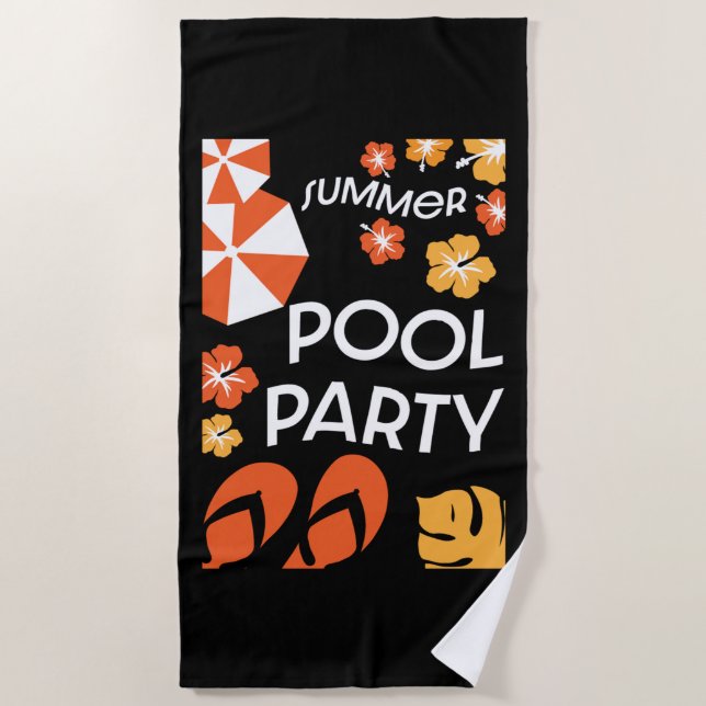 Toalla De Playa Fiestas de la piscina de verano (Anverso)