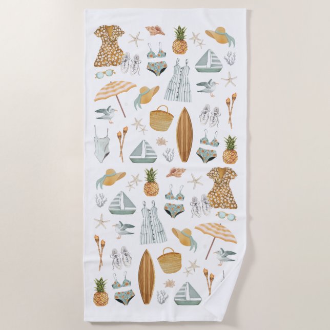 Toalla De Playa Fin de semana de fiesta de soltera en la playa de  (Anverso)