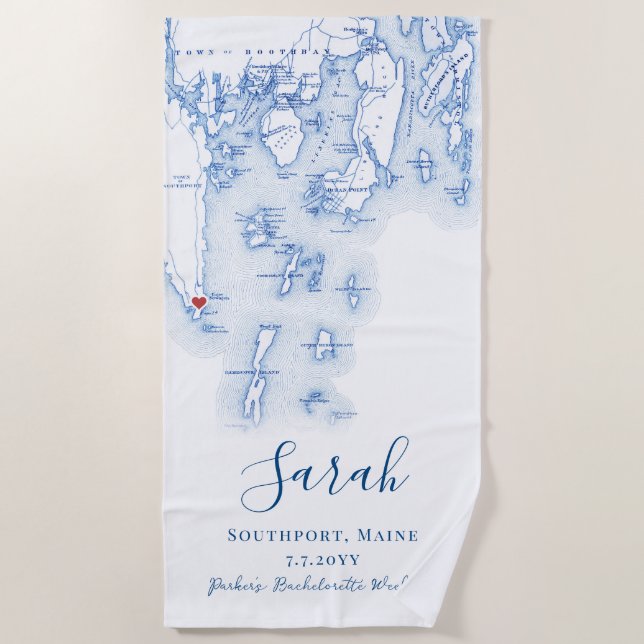 Toalla De Playa Fin de semana de soltera personalizado de Southpor (Anverso)