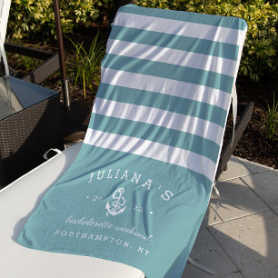 Toalla De Playa Fin de semana de soltera personalizado Light Aqua