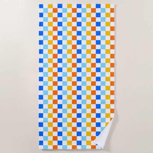 Toalla De Playa Fire and ice checkerboard pattern (Anverso)