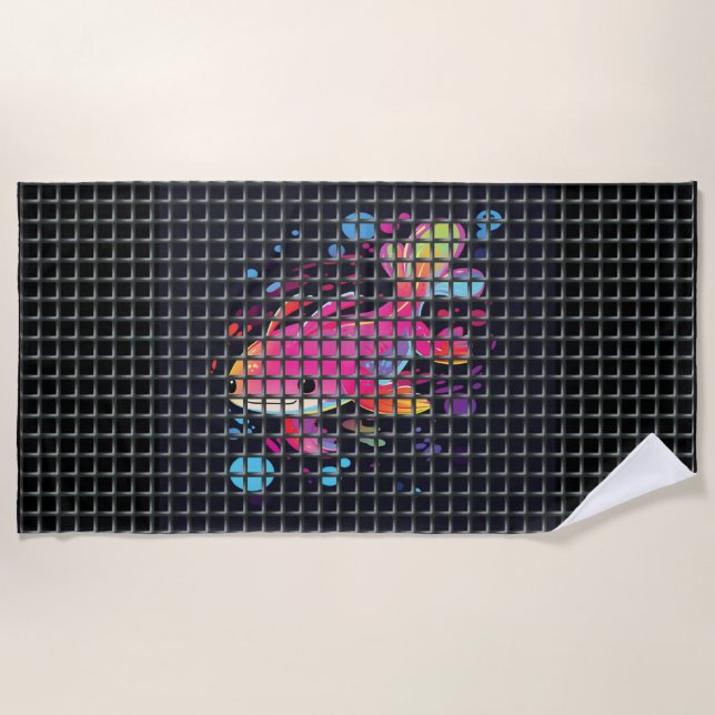 Toalla De Playa Fish Behind Net Illustration (Anverso)